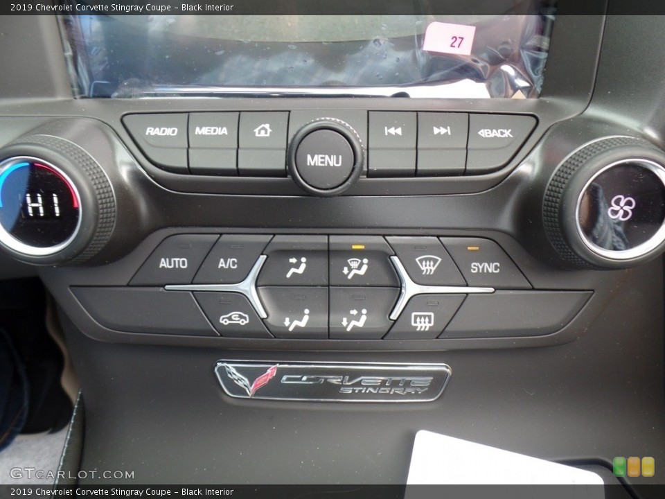 Black Interior Controls for the 2019 Chevrolet Corvette Stingray Coupe #132351839