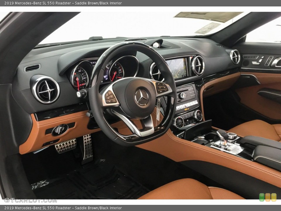 Saddle Brown/Black Interior Dashboard for the 2019 Mercedes-Benz SL 550 Roadster #132387622