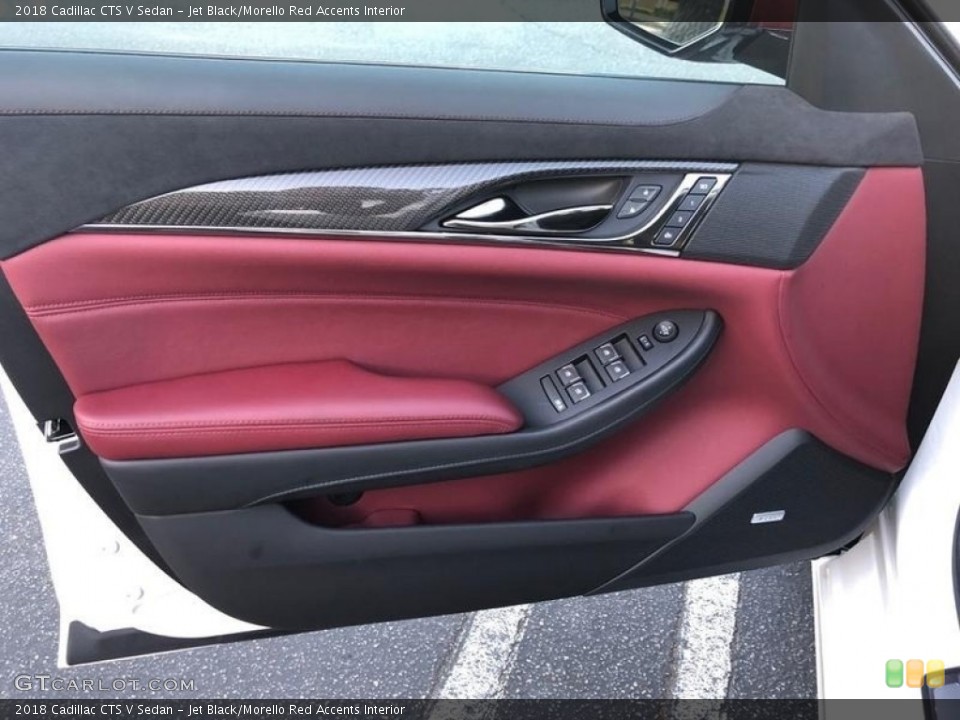 Jet Black/Morello Red Accents Interior Door Panel for the 2018 Cadillac CTS V Sedan #132430284