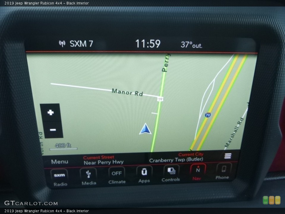 Black Interior Navigation for the 2019 Jeep Wrangler Rubicon 4x4 #132434211