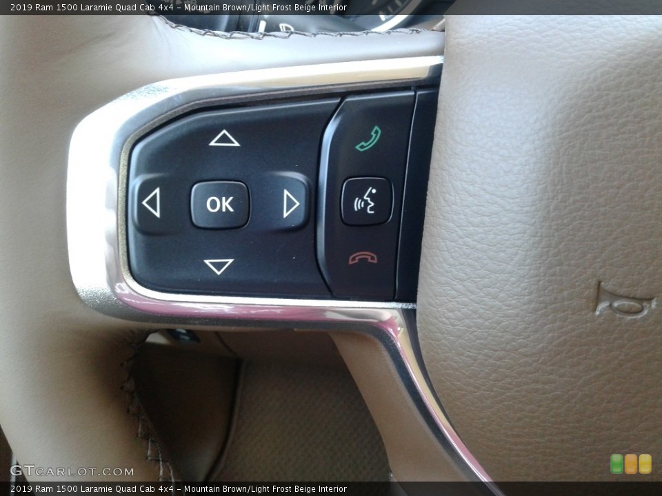 Mountain Brown/Light Frost Beige Interior Steering Wheel for the 2019 Ram 1500 Laramie Quad Cab 4x4 #132462328