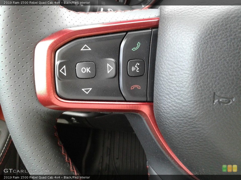 Black/Red Interior Steering Wheel for the 2019 Ram 1500 Rebel Quad Cab 4x4 #132617936