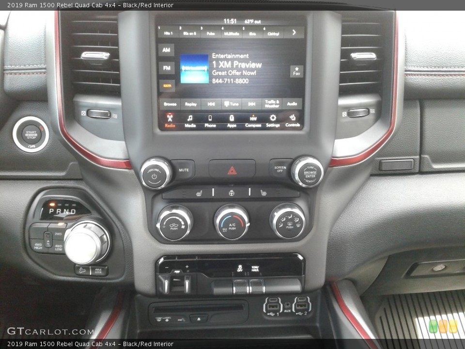 Black/Red Interior Controls for the 2019 Ram 1500 Rebel Quad Cab 4x4 #132618002