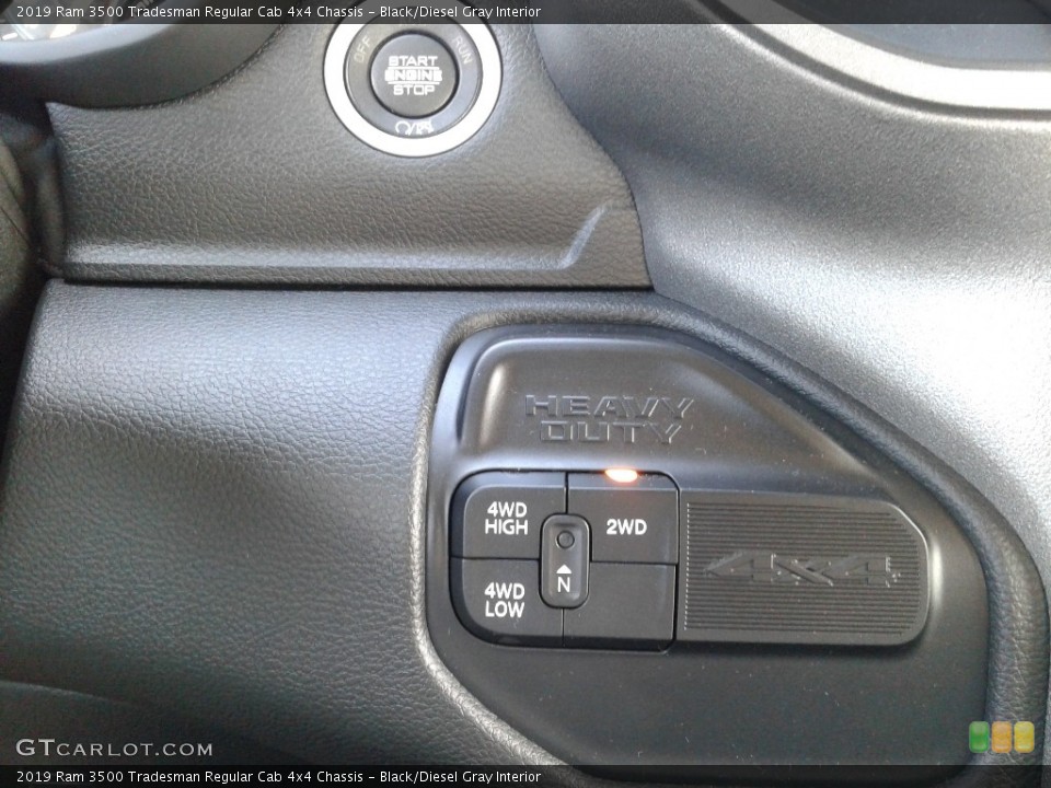 Black/Diesel Gray Interior Controls for the 2019 Ram 3500 Tradesman Regular Cab 4x4 Chassis #132620036