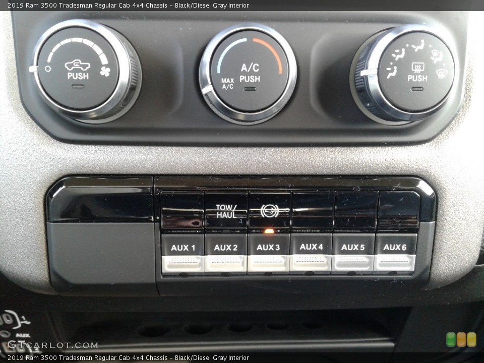 Black/Diesel Gray Interior Controls for the 2019 Ram 3500 Tradesman Regular Cab 4x4 Chassis #132620060