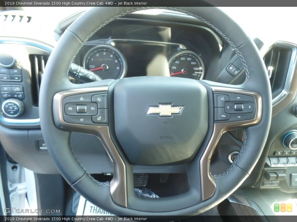 Jet Black Interior Steering Wheel for the 2019 Chevrolet Silverado 1500 High Country Crew Cab 4WD #132699591