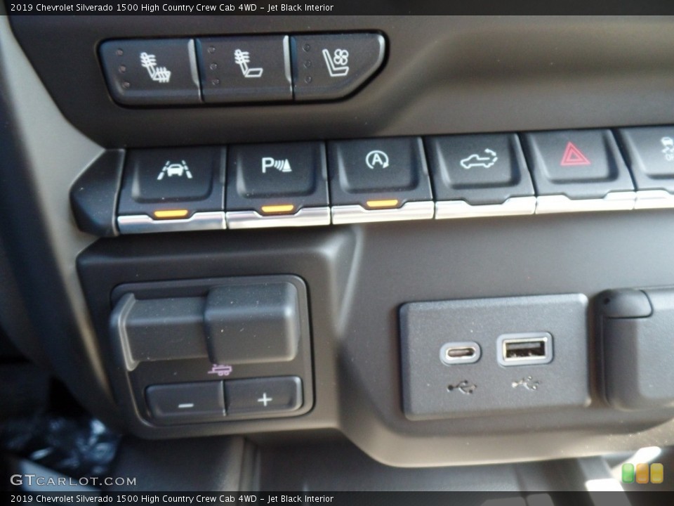 Jet Black Interior Controls for the 2019 Chevrolet Silverado 1500 High Country Crew Cab 4WD #132699813