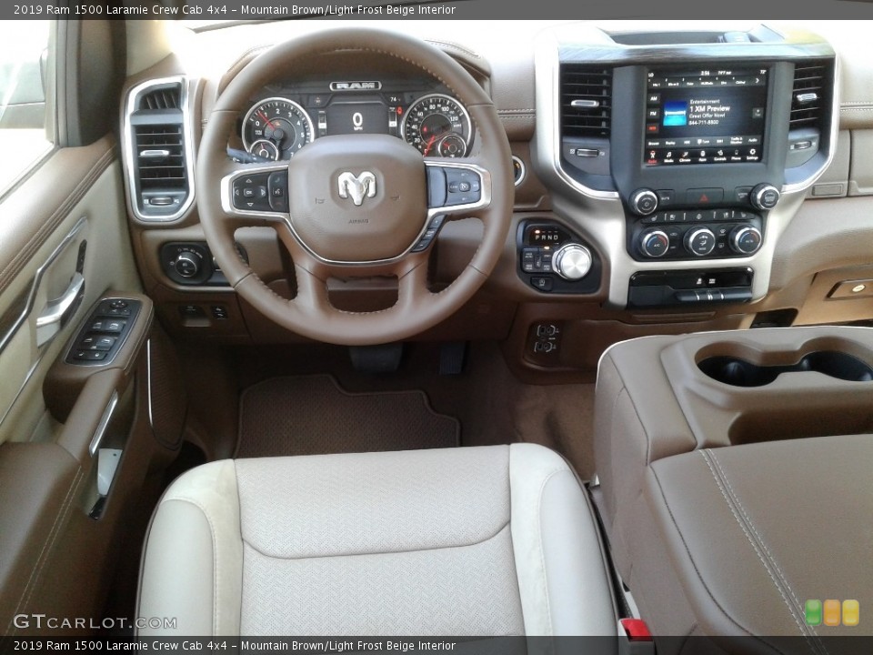 Mountain Brown/Light Frost Beige Interior Dashboard for the 2019 Ram 1500 Laramie Crew Cab 4x4 #132709396