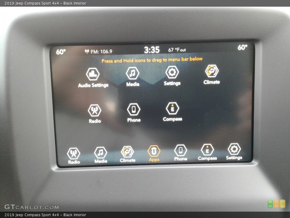 Black Interior Controls for the 2019 Jeep Compass Sport 4x4 #132711523
