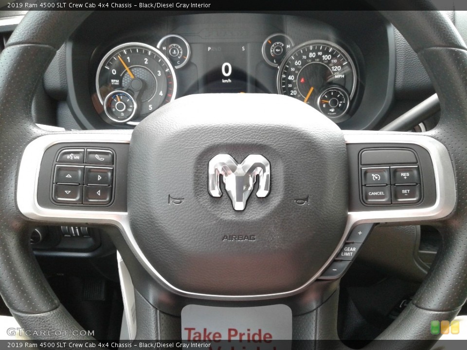 Black/Diesel Gray Interior Steering Wheel for the 2019 Ram 4500 SLT Crew Cab 4x4 Chassis #132822462