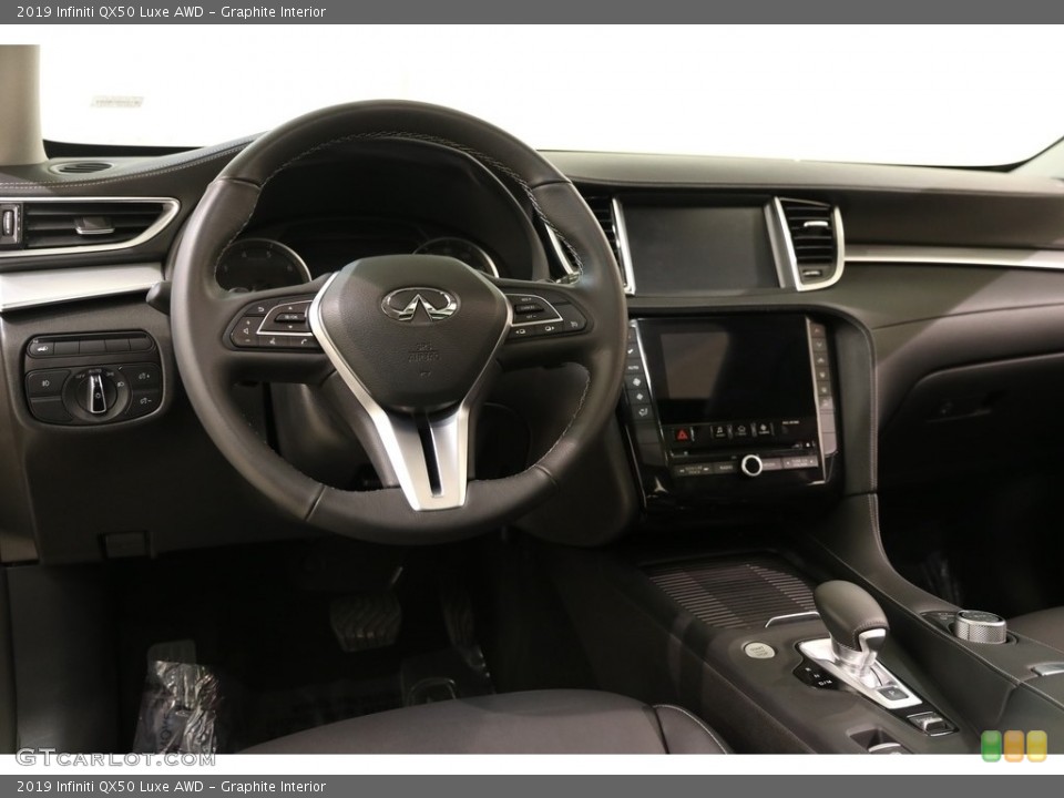 Graphite Interior Dashboard for the 2019 Infiniti QX50 Luxe AWD #132900329