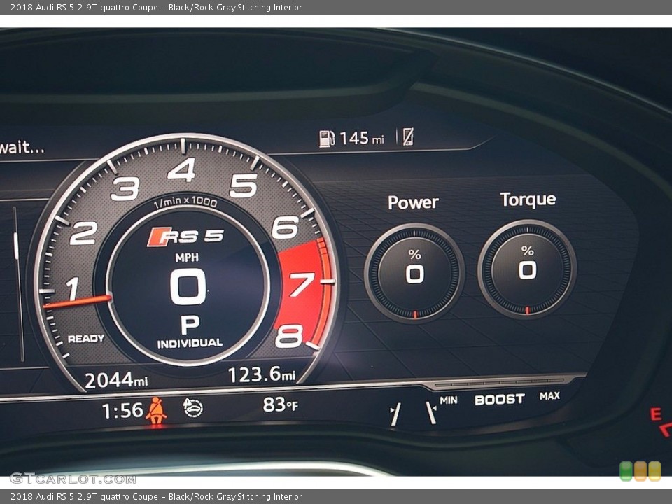 Black/Rock Gray Stitching Interior Gauges for the 2018 Audi RS 5 2.9T quattro Coupe #132903408
