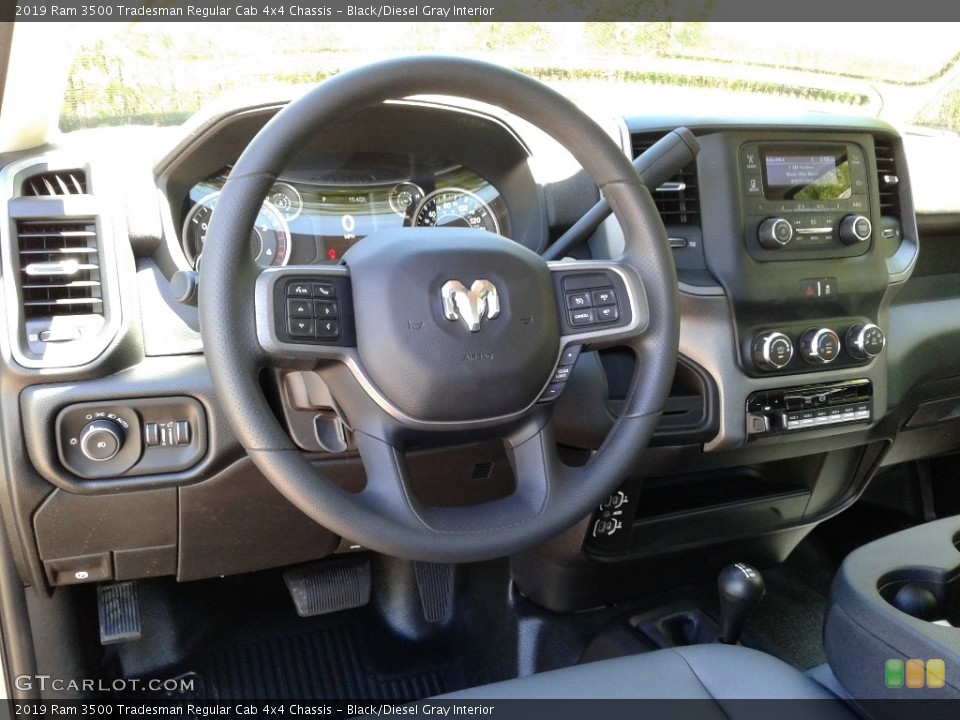 Black/Diesel Gray Interior Steering Wheel for the 2019 Ram 3500 Tradesman Regular Cab 4x4 Chassis #133006259