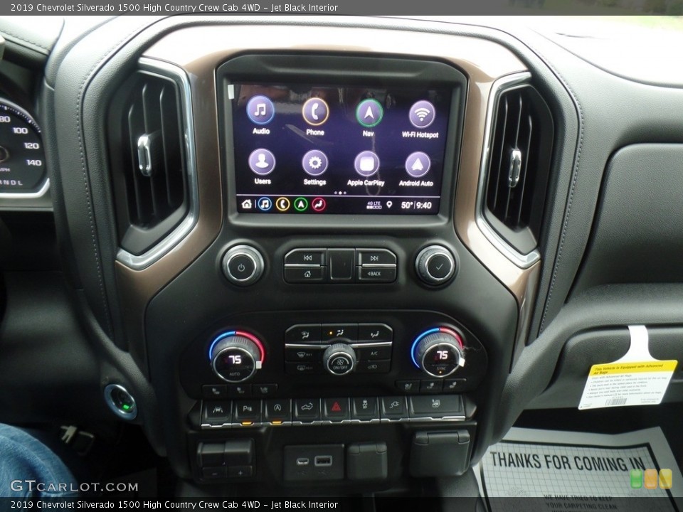 Jet Black Interior Controls for the 2019 Chevrolet Silverado 1500 High Country Crew Cab 4WD #133008329