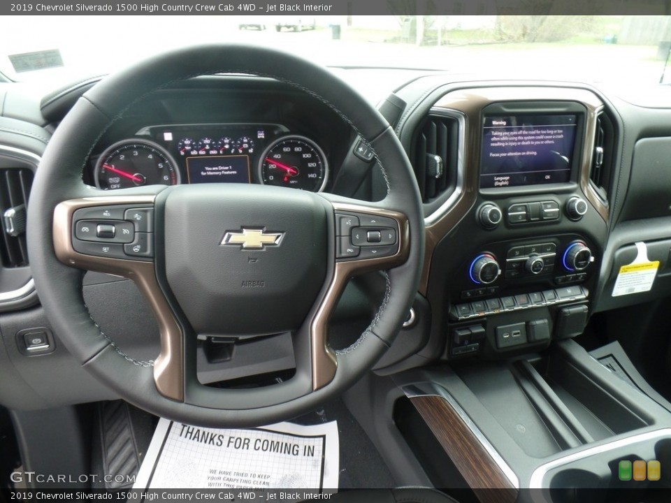 Jet Black Interior Dashboard for the 2019 Chevrolet Silverado 1500 High Country Crew Cab 4WD #133012121