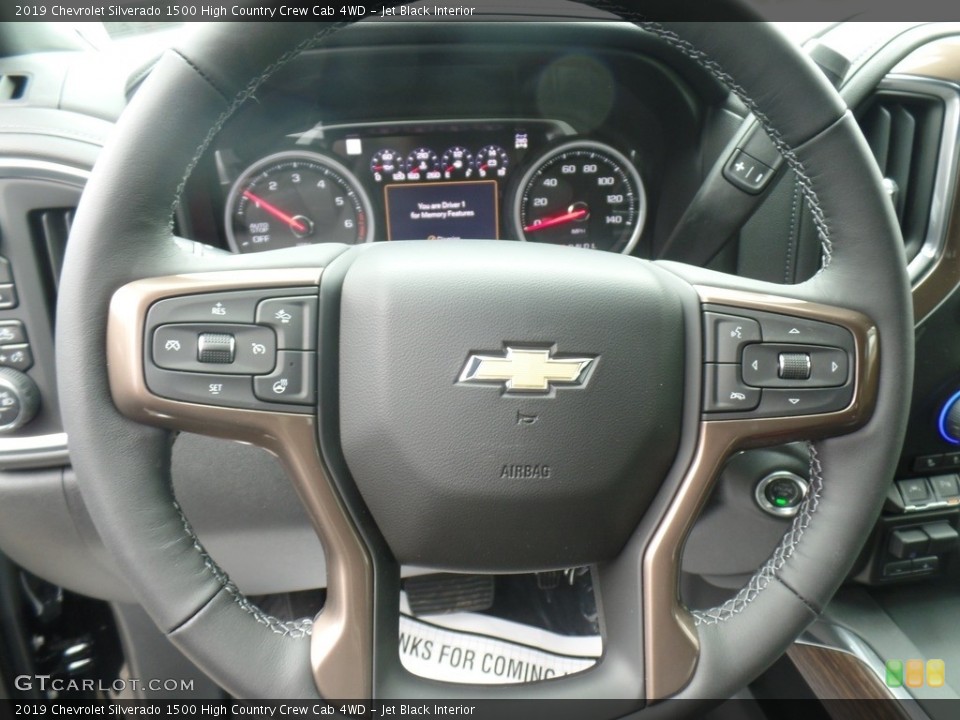 Jet Black Interior Steering Wheel for the 2019 Chevrolet Silverado 1500 High Country Crew Cab 4WD #133012160