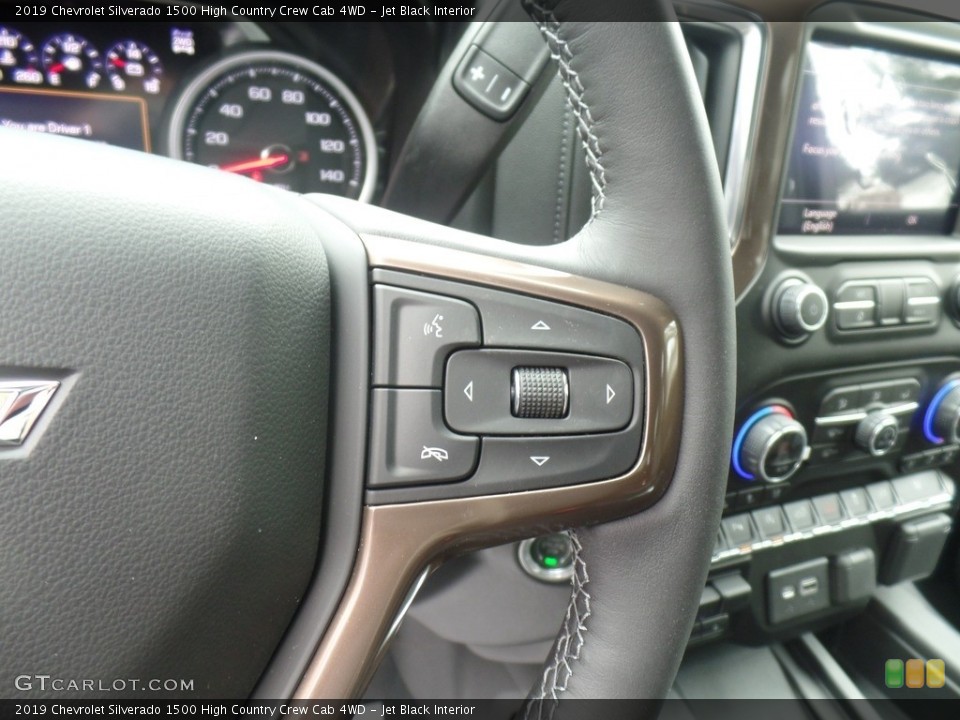 Jet Black Interior Steering Wheel for the 2019 Chevrolet Silverado 1500 High Country Crew Cab 4WD #133012232