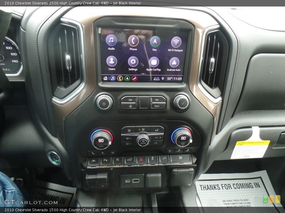 Jet Black Interior Controls for the 2019 Chevrolet Silverado 1500 High Country Crew Cab 4WD #133012376