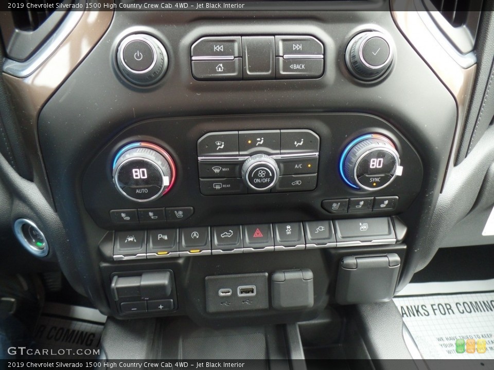 Jet Black Interior Controls for the 2019 Chevrolet Silverado 1500 High Country Crew Cab 4WD #133012766