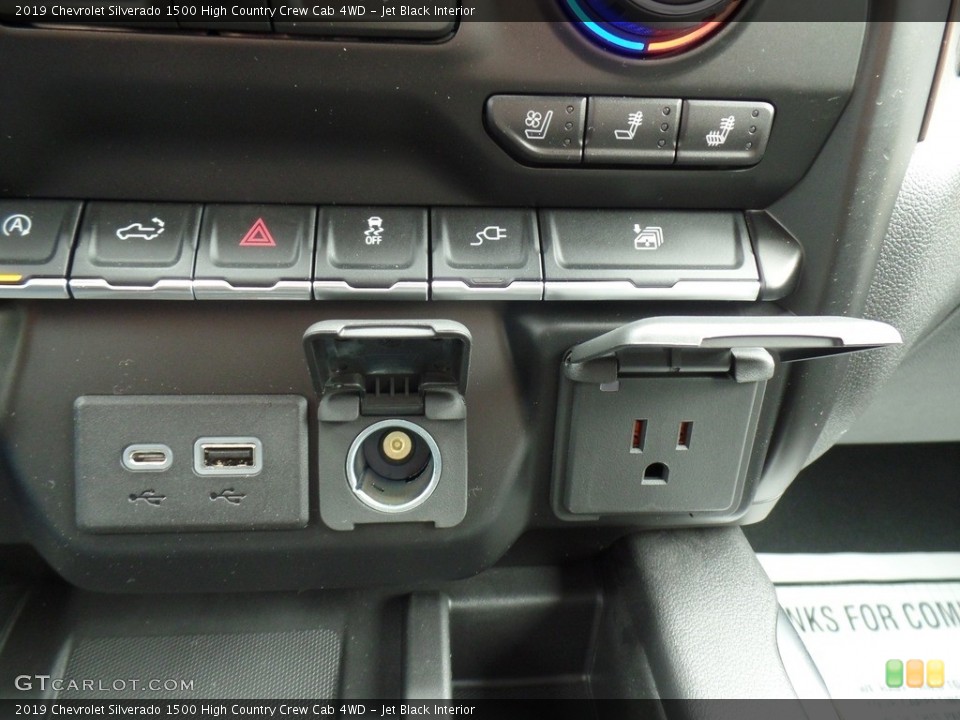 Jet Black Interior Controls for the 2019 Chevrolet Silverado 1500 High Country Crew Cab 4WD #133012856