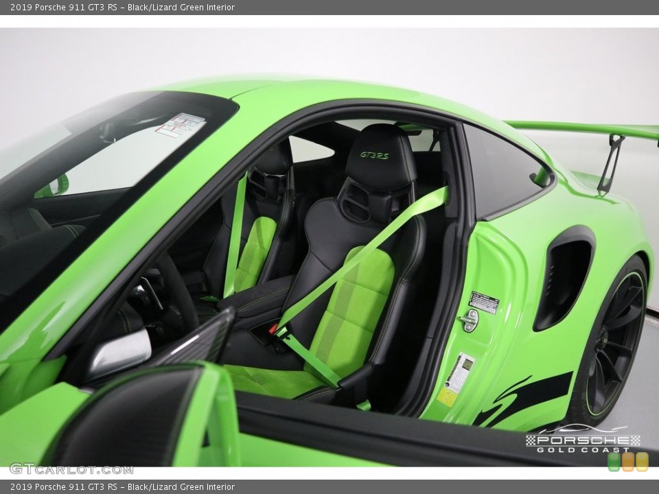 Black/Lizard Green Interior Front Seat for the 2019 Porsche 911 GT3 RS #133030125