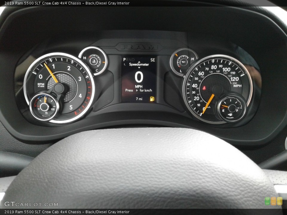 Black/Diesel Gray Interior Gauges for the 2019 Ram 5500 SLT Crew Cab 4x4 Chassis #133060756