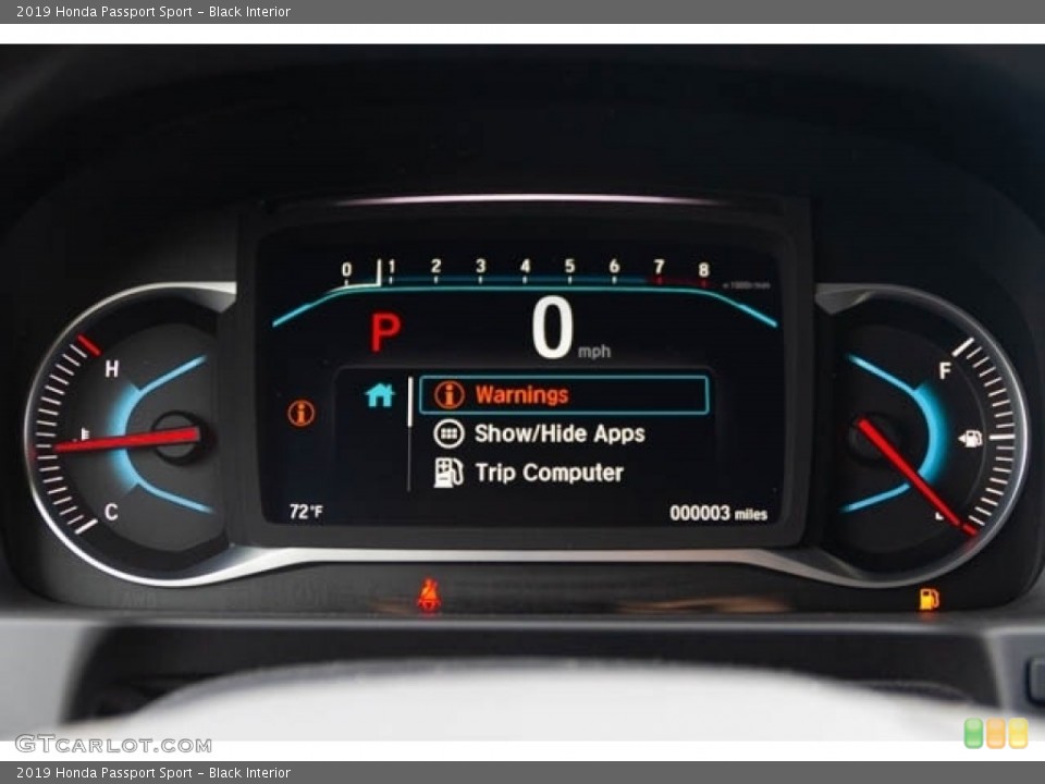 Black Interior Gauges for the 2019 Honda Passport Sport #133105618
