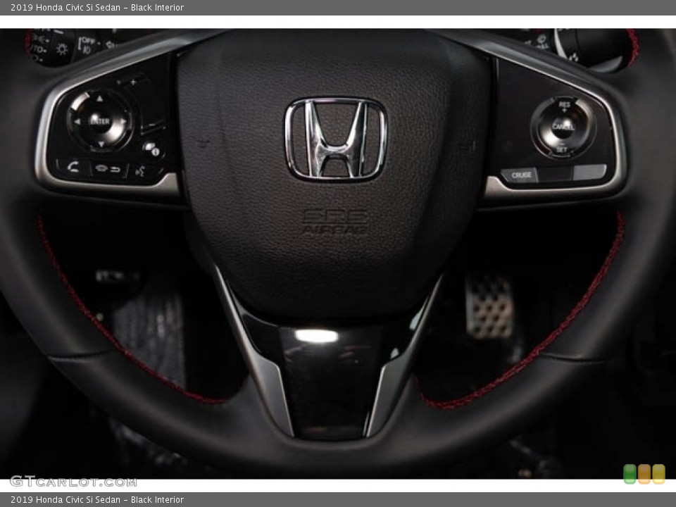 Black Interior Steering Wheel for the 2019 Honda Civic Si Sedan #133106209