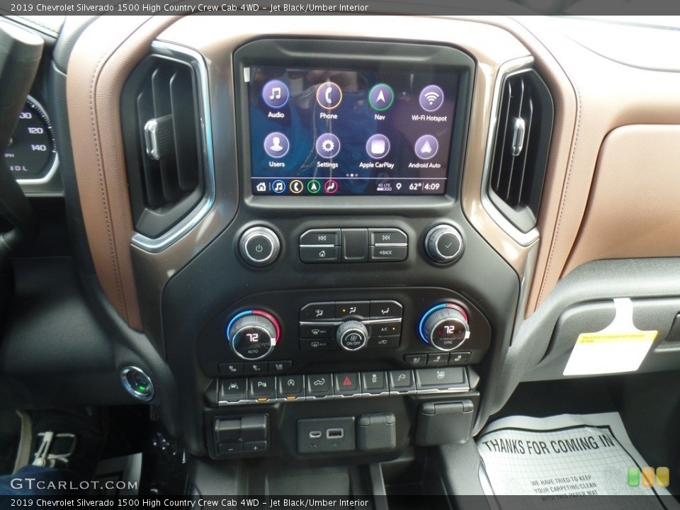 Jet Black/Umber Interior Controls for the 2019 Chevrolet Silverado 1500 High Country Crew Cab 4WD #133124684