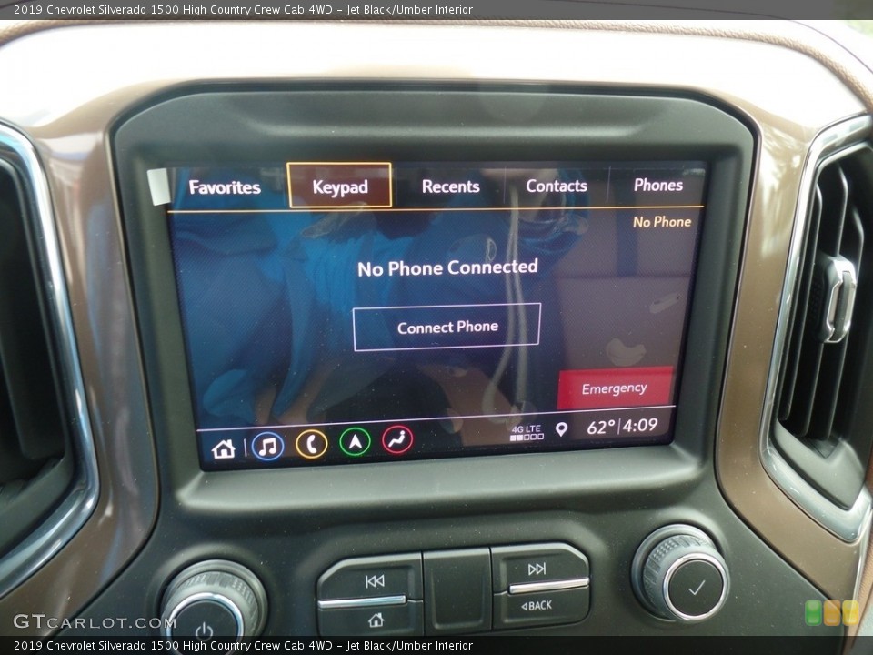 Jet Black/Umber Interior Controls for the 2019 Chevrolet Silverado 1500 High Country Crew Cab 4WD #133124720