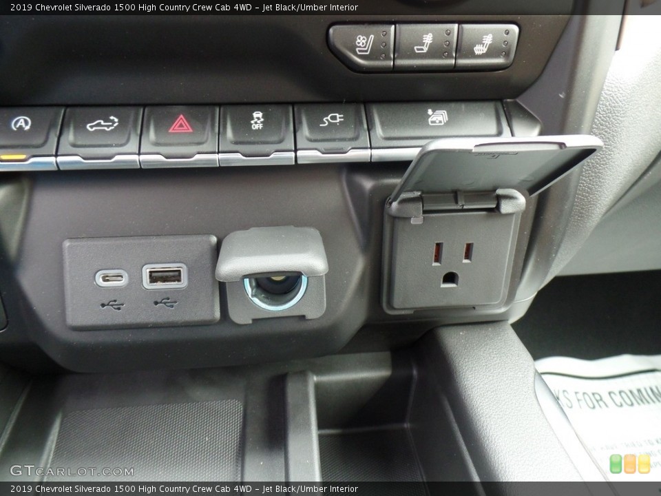 Jet Black/Umber Interior Controls for the 2019 Chevrolet Silverado 1500 High Country Crew Cab 4WD #133124765