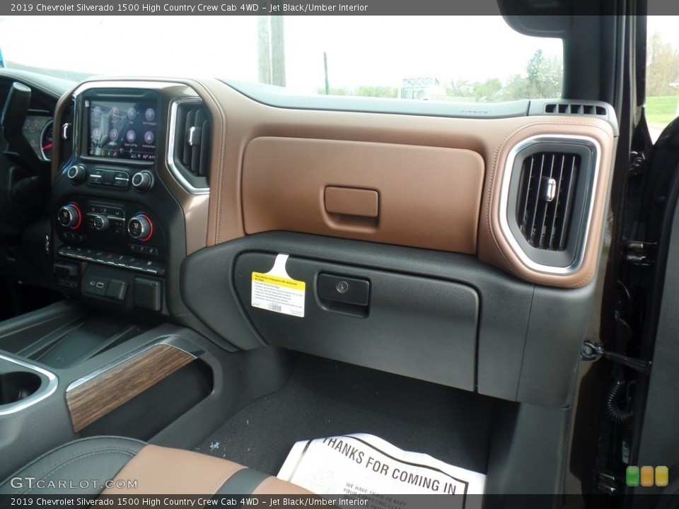 Jet Black/Umber Interior Dashboard for the 2019 Chevrolet Silverado 1500 High Country Crew Cab 4WD #133124945