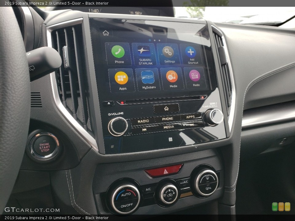 Black Interior Controls for the 2019 Subaru Impreza 2.0i Limited 5-Door #133212177