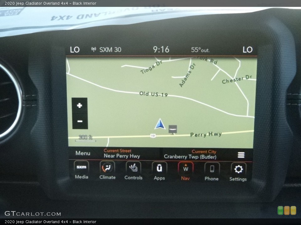 Black Interior Navigation for the 2020 Jeep Gladiator Overland 4x4 #133232790