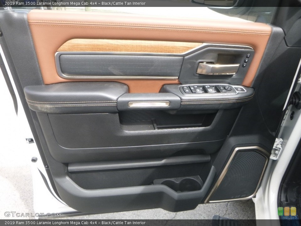 Black/Cattle Tan Interior Door Panel for the 2019 Ram 3500 Laramie Longhorn Mega Cab 4x4 #133478137