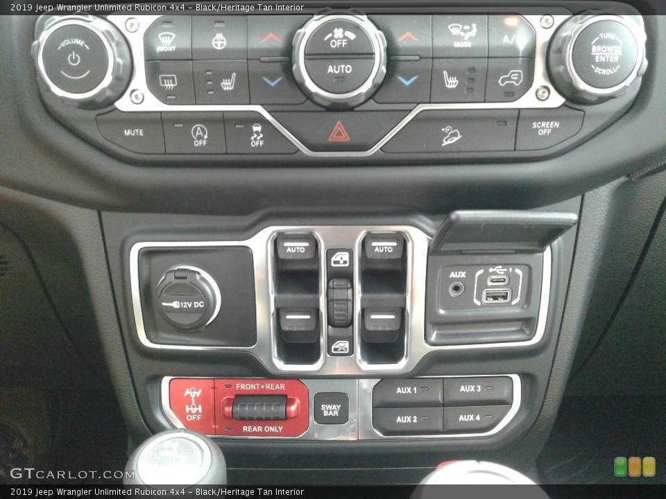 Black/Heritage Tan Interior Controls for the 2019 Jeep Wrangler Unlimited Rubicon 4x4 #133487372