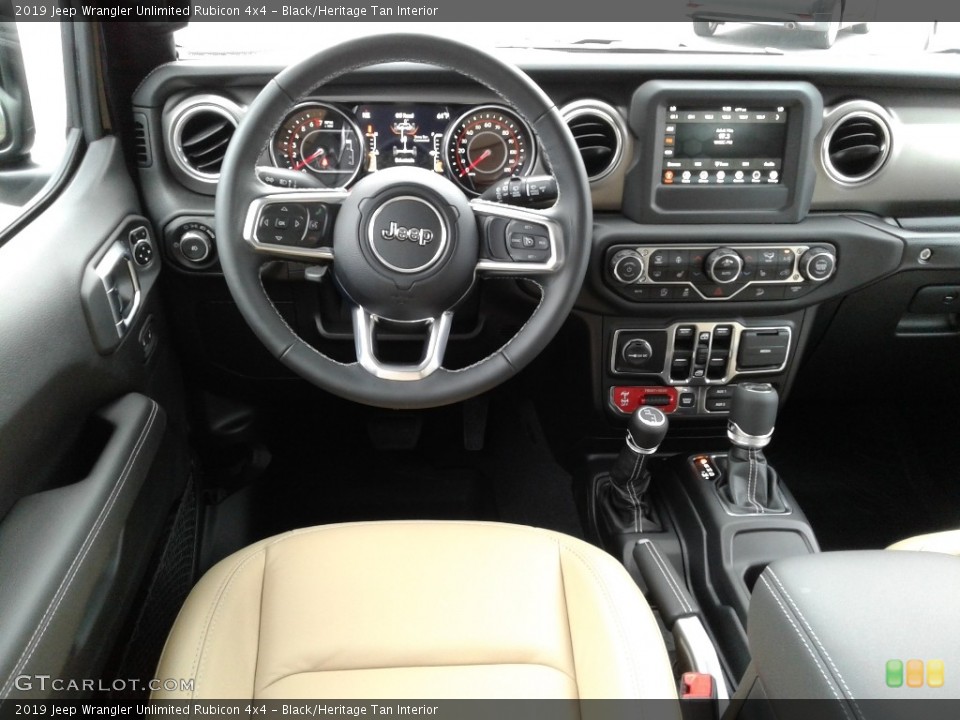 Black/Heritage Tan Interior Dashboard for the 2019 Jeep Wrangler Unlimited Rubicon 4x4 #133487453