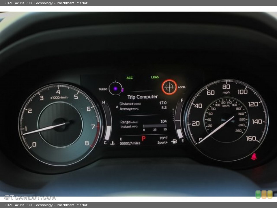 Parchment Interior Gauges for the 2020 Acura RDX Technology #133510995