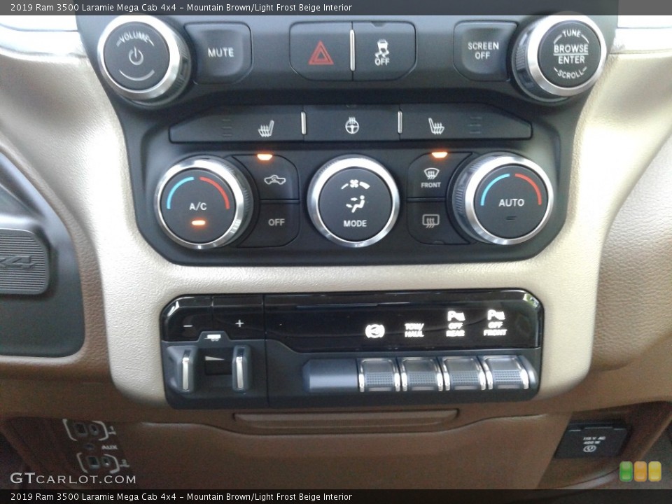 Mountain Brown/Light Frost Beige Interior Controls for the 2019 Ram 3500 Laramie Mega Cab 4x4 #133570015