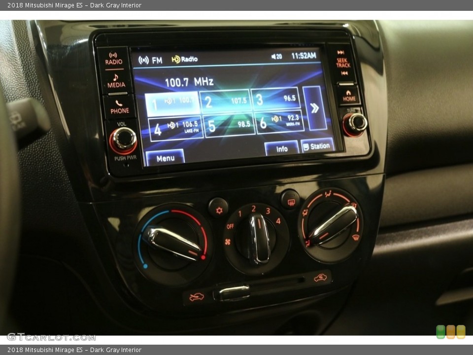Dark Gray Interior Controls for the 2018 Mitsubishi Mirage ES #133579510