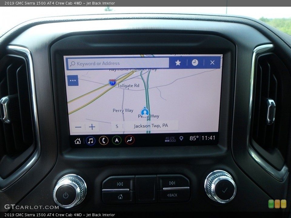 Jet Black Interior Navigation for the 2019 GMC Sierra 1500 AT4 Crew Cab 4WD #133587572