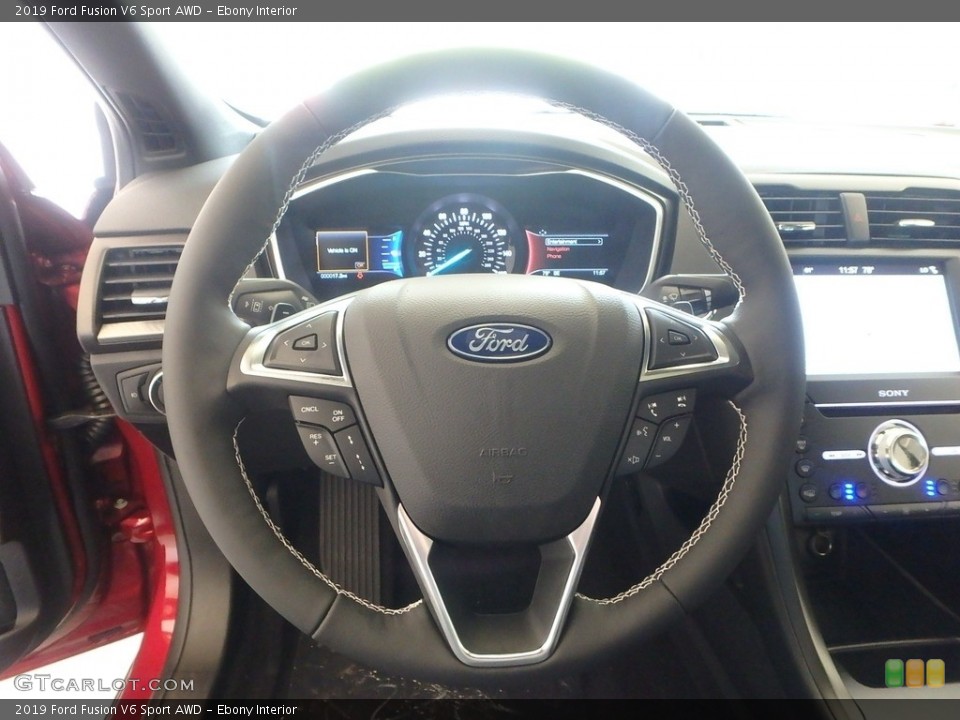 Ebony Interior Steering Wheel for the 2019 Ford Fusion V6 Sport AWD #133628716