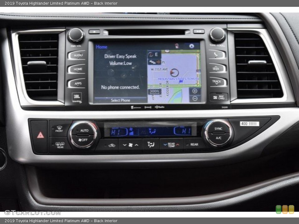 Black Interior Navigation for the 2019 Toyota Highlander Limited Platinum AWD #133649394