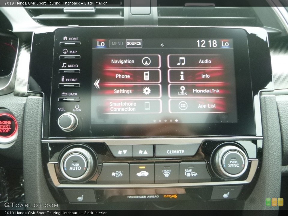 Black Interior Controls for the 2019 Honda Civic Sport Touring Hatchback #133703694
