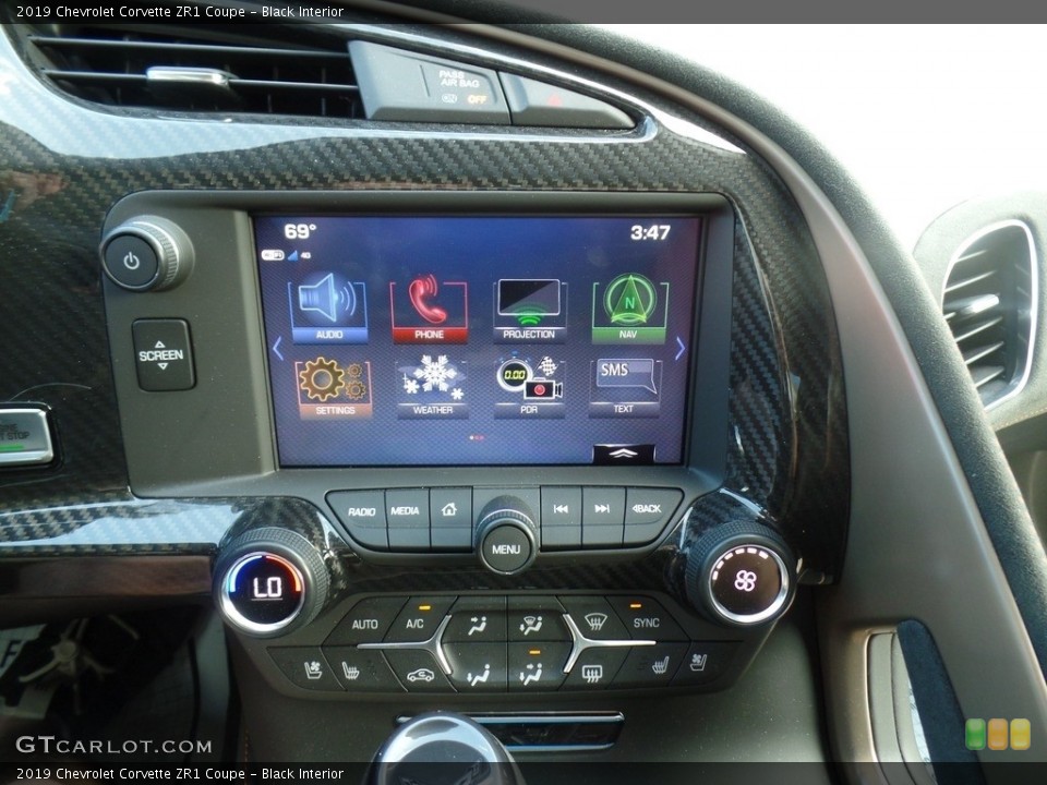Black Interior Controls for the 2019 Chevrolet Corvette ZR1 Coupe #133728218