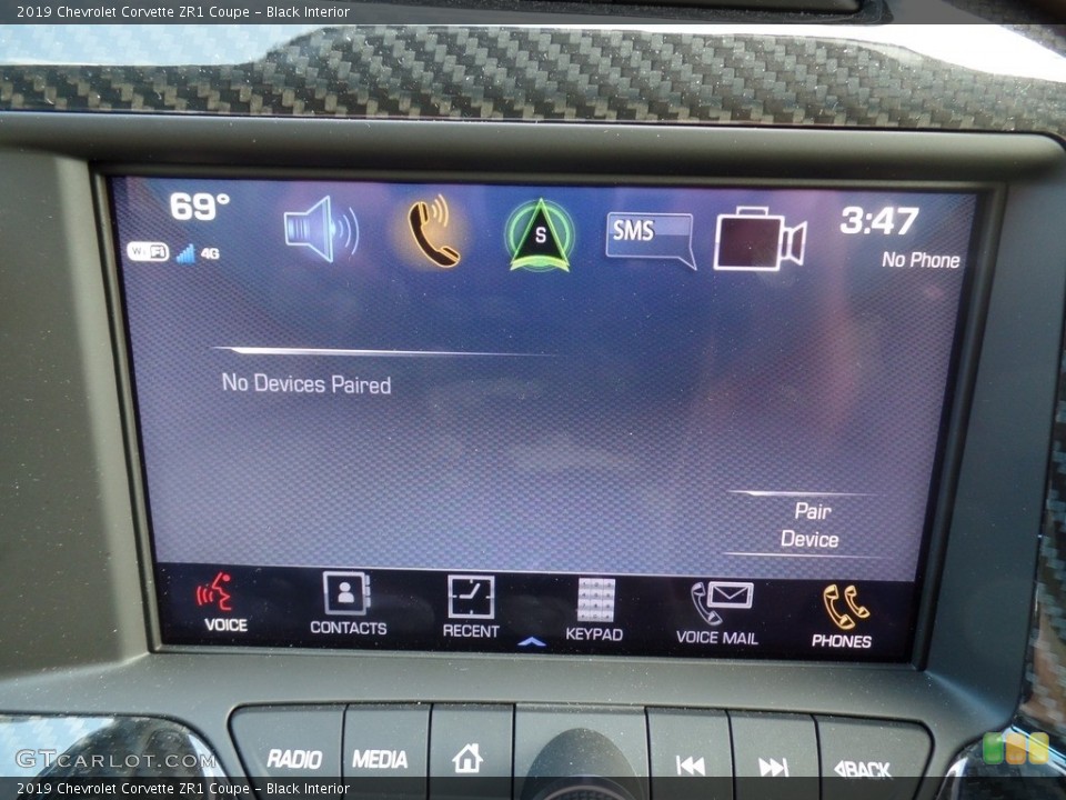 Black Interior Controls for the 2019 Chevrolet Corvette ZR1 Coupe #133728290
