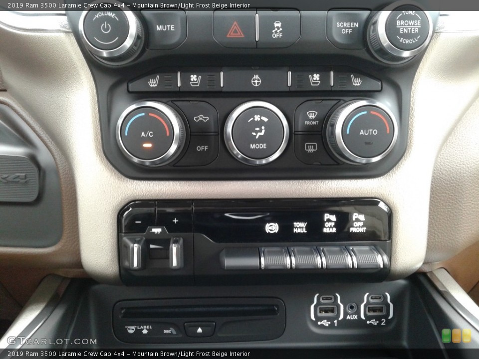Mountain Brown/Light Frost Beige Interior Controls for the 2019 Ram 3500 Laramie Crew Cab 4x4 #133826525