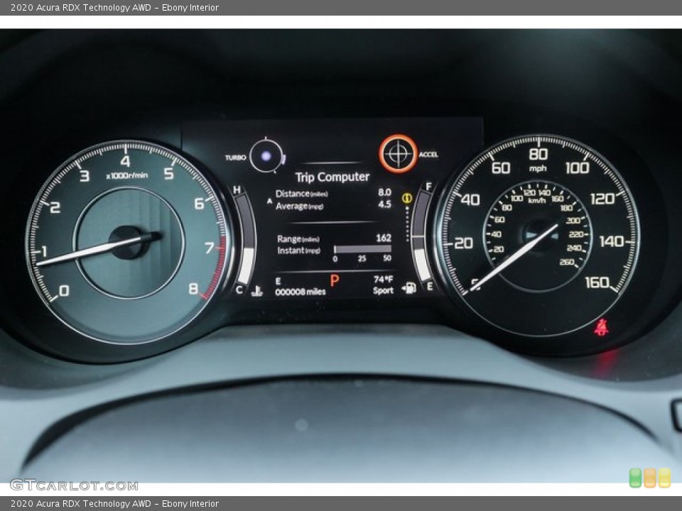 Ebony Interior Gauges for the 2020 Acura RDX Technology AWD #133912256
