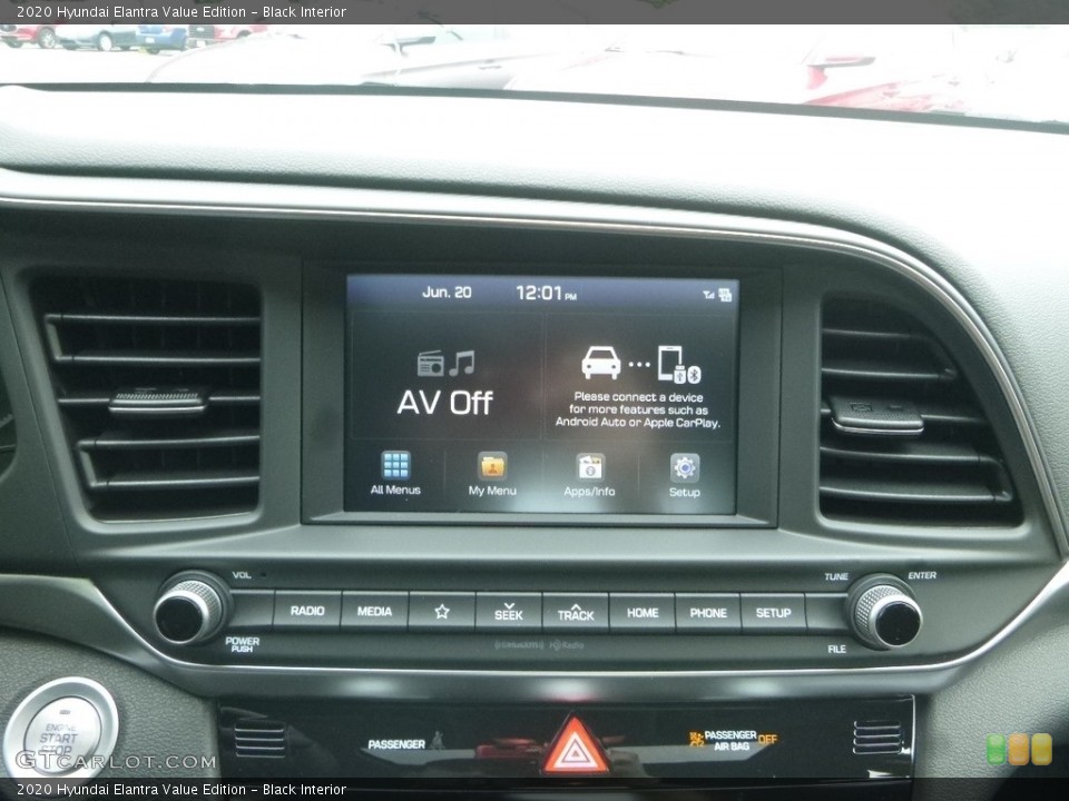 Black Interior Controls for the 2020 Hyundai Elantra Value Edition #133939144