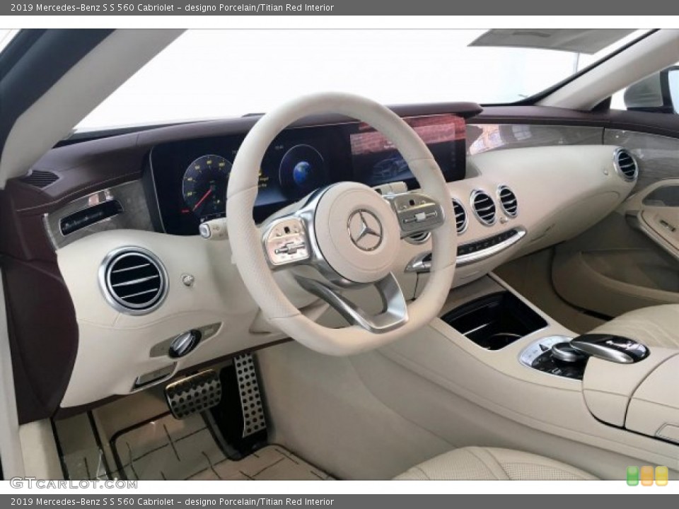 designo Porcelain/Titian Red Interior Dashboard for the 2019 Mercedes-Benz S S 560 Cabriolet #134167032
